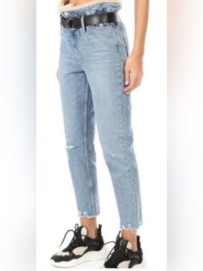 IRO Paris Justice Belted Distressed Shearling Paperbag Waist Jeans Sz. 26